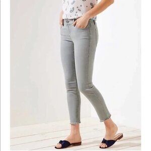 LOFT Modern Skinny Crop Jeans Light Grey Denim Raw Hem 8 / 29